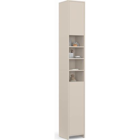 Meuble colonne salle de bain TOMI 2 portes 4 niches beige (1/5)