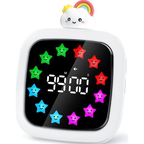 Minuteur Visuel, Compte à Rebours Silencieux Rechargeable de 99 Minutes, 9 Couleurs D'affichage Optionnelles, Outil de Gestion du Temps pour Les Enfants et Les Adultes (Arc-en-Ciel) (1/5)