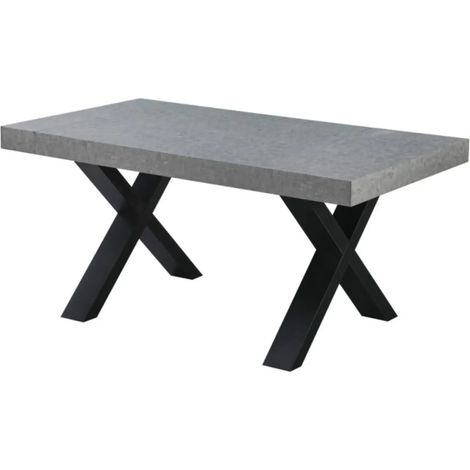 Tavolo Allungabile Cindy Gondar Effetto Cemento con Gambe Nere da 160 a 240 cm (1/5)