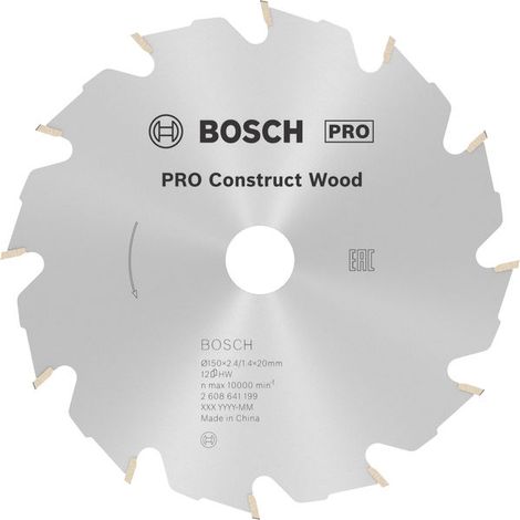 Bosch PRO Construct Wood Circular Saw Blade 150 x 2.4 x 20 mm 2608641199