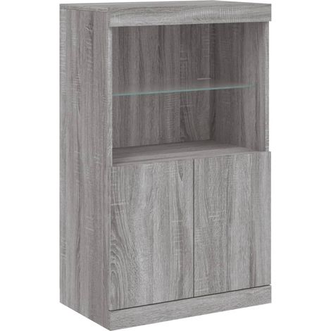 Credenza buffet cassettiera mobile contenitore organizer cucina soggiorno soggiorno con luci a LED Sonoma 60,5 x 37 x 100 cm grigio 020030078
