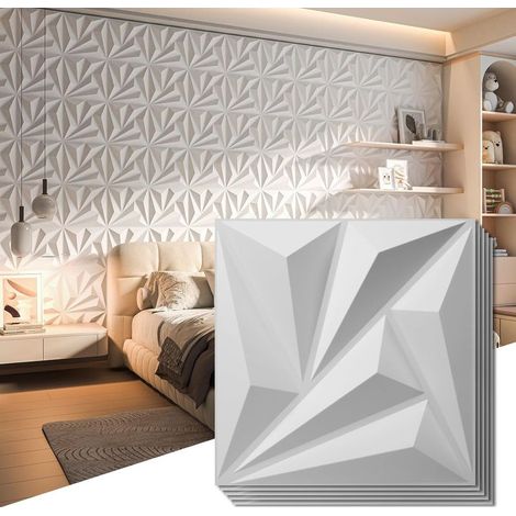 Art3d – Set di 20 pannelli decorativi 3D per pareti, decorazioni murali interne in PVC (19 piedi quadrati), 11,8" x 11,8", bianco (B) (1/5)