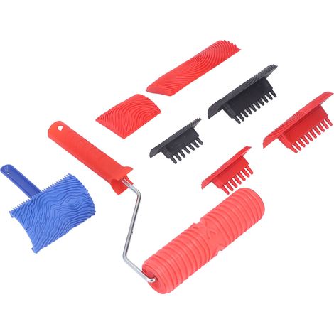 Rouleau à grainer le bois avec manche, outil de peinture texturée pour motifs de bois, kit de peinture pour loisirs créatifs (1/5)