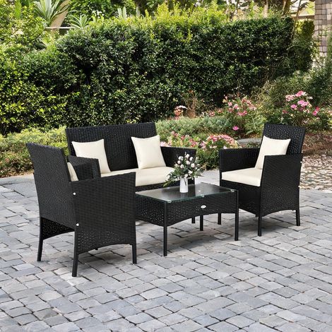 Mobilier de jardin en rotin nero 103 x 55 x 85 cm (1/5)