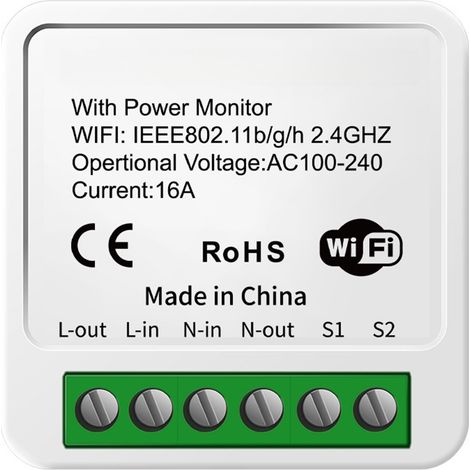 Tuya WLAN-Wechselschalter, 16 A, AC 100–240 V, Hausautomation, kompatibel mit Google Home und Yandex Alice, Steuerung per App