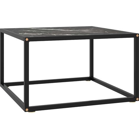 vidaXL Table basse Noir avec verre marbre noir 60x60x35 cm (1/5)