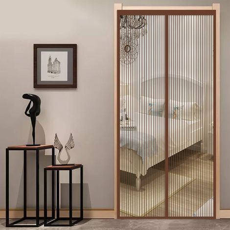 Moustiquaire magnétique pour portes et fenêtres, 100x200 cm – marron – pour empêcher les insectes volants d'entrer.