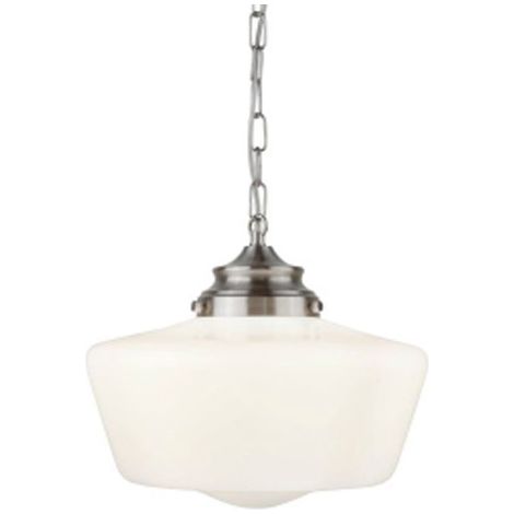 Searchlight School House - Luminaire suspendu à 1 lumière argent satiné, blanc IP44, E27 (1/3)