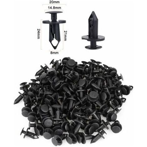 KZQ 120 remaches de plástico negros para coche, con orificio de 8 mm, para guardabarros (1/2)