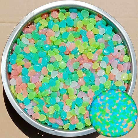 Pierres Luminiscentes - 1 cm - Résine Acrylique - Pour Aquarium Jardin Décoration Intérieure Extérieure - Lot de 50 (1/4)