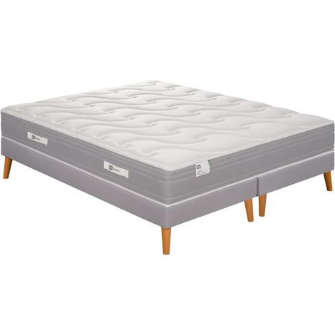 Ens LE PUISSANT 160x200 matelas H25 ressort ensachés, mi-ferme, 2 sommiers (1/5)