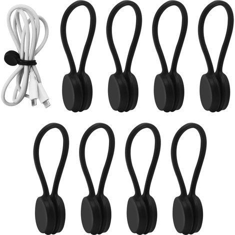 Set mit 11 verstellbaren magnetischen Kabelclips, Silikon-Kabelhaltern zum Ordnen und Gruppieren von Kabeln, Kopfhörerkabeln, Kabeln und Ladegeräten (1/5)