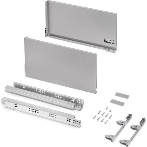 Emuca Cassetto esterno Vertex 60kg, altezza 242mm, profondità 450mm, Acciaio, Verniciato alluminio