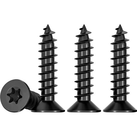 Lot de 50 Vis M4 x 30 mm vis à bois Torx noires - Avec tête fraisée en acier inoxydable A2 - Filetage complet - Vis autotaraudeuses - Vis universelles Torx TX20 (1/5)