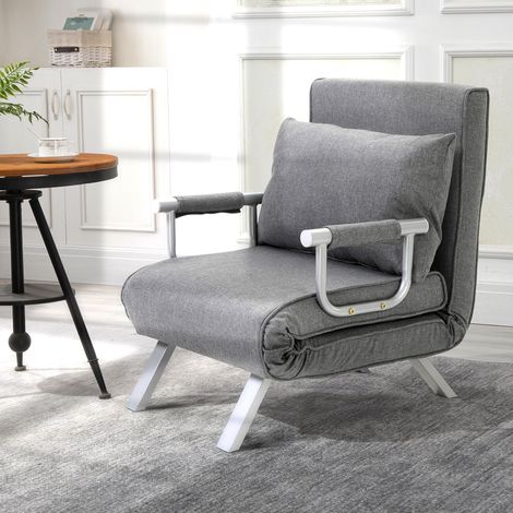 Poltrona reclinabile, poltrona relax, funzione reclinabile, letto per ospiti, 65 cm x 69 cm x 80 cm, grigio