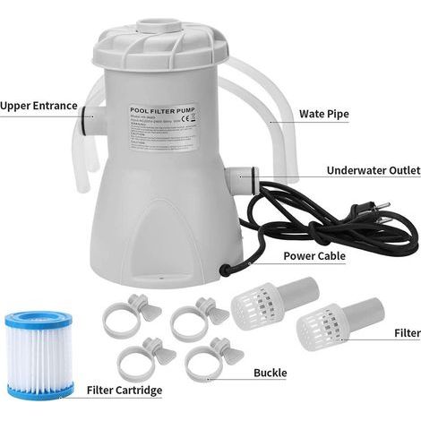 Bomba de filtro de 530 galones - para piscinas elevadas, compacta y potente (1/4)