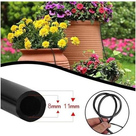 Conduites d'eau d'arrosage Automatique 8mm/11mm Irrigation Système Micro Tuyau pour Fleurs, Plantes, Bonsaï, Jardin et Terrasse, 10m -