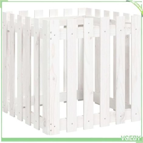 Jardinière - FAFEICY - 832458 - Bois de pin massif - Blanc - 60x60x60 cm (1/5)