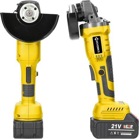Cordless Angle Grinder - 2 x 1300 mAh Batteries, M14 125 mm Brushless Angle Grinder, 21V Angle Grinder, Flap Sander for Cutting and Sanding (1/5)