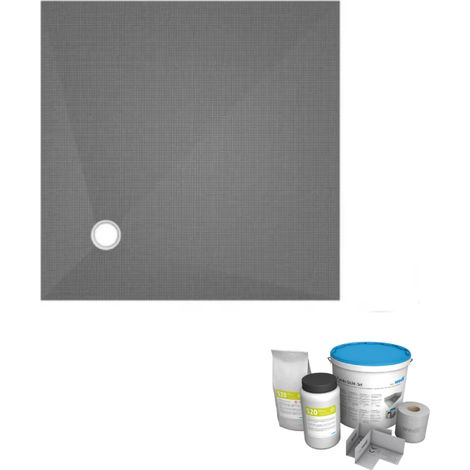 Receveur de douche à carreler 100 x 100 WEDI Fundo Primo carré écoulement excentré + kit d'étancheité