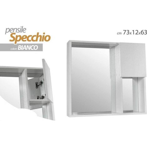 Kaela - Specchiera Pensile Specchio Mobiletto Parete Bagno Armadietto 73x12x63cm 808975 - (1/3)