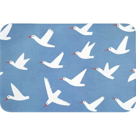 TAPPETINO DA BAGNO Uccelli - Bianco - Motivo 60x40 cm