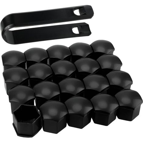 Capuchon d'écrou de Roue 19mm, Cache Ecrou Roue Voiture Universel, Capuchons de Boulon de Roue en Plastique ABS, Cache Ecrou 19mm avec Outil de Démontage pour la Plupart des Véhicules (Noir) (1/5)