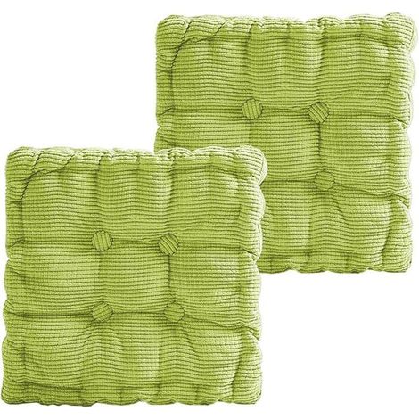 Lot de 2 coussins de sol 40x40 cm, épais 8 cm, pour chaise de jardin ou cuisine. (1/5)