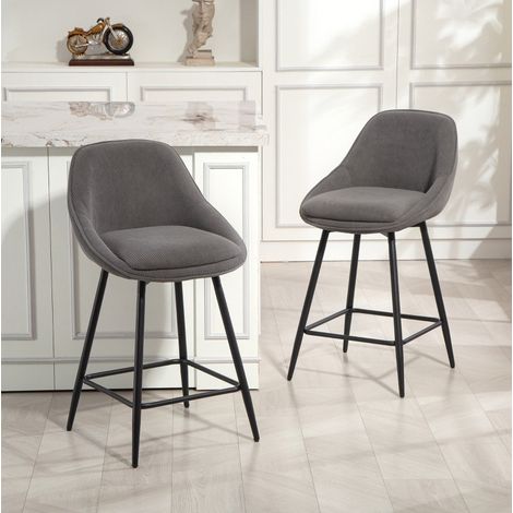 Tabourets de bar pivotants lot de 2, assise 65 cm, cordon gris, acier DESVIAE (1/5)