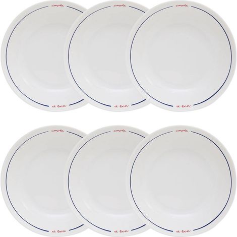 Lot de 6 Assiettes Creuses "Fra" 20cm Bleu (1/5)