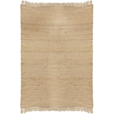 Tapis à Franges en Jute "Polba" 120x170cm Naturel (1/3)