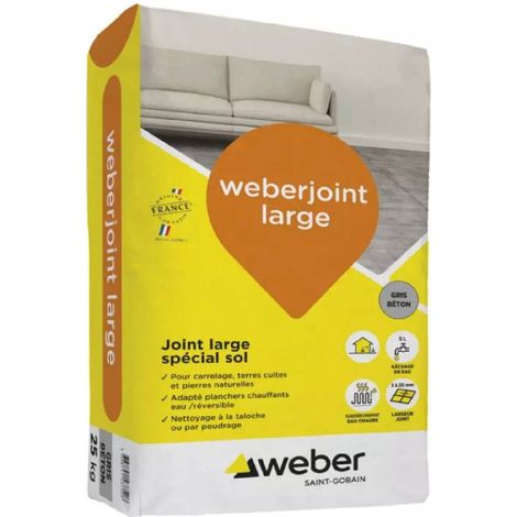 Weber Saint-Gobain Weberjoint large gris béton 25 kg pour carrelage sol planchers chauffants