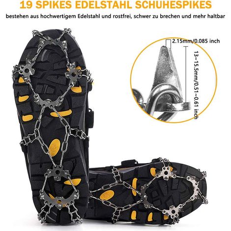 1 Paire Crampons à neige, 19 dents acier inoxydable, sangle élastique résistante -60°C, fermeture, randonnée alpinisme (1/5)