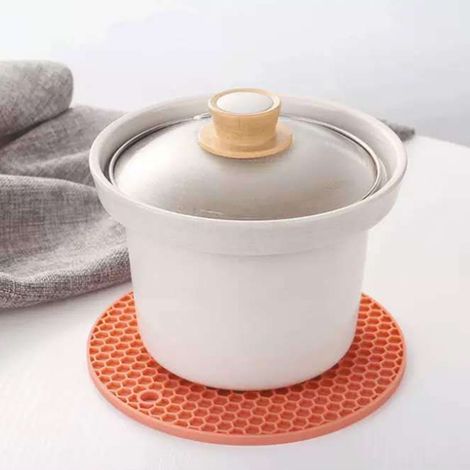 Tapis isolant thermique en caoutchouc, set de table, dessous de plat, dessous de plat pour casseroles, dessous de plat, dessous de plat pour bol, rose antidérapant (1/4)