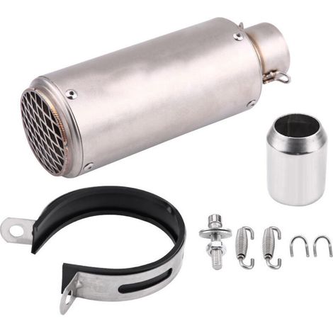 Jeffergarden Pot d'échappement, silencieux argenté, universel, durable, installation facile pour la plupart des motos de 51 mm de diamètre. (1/5)