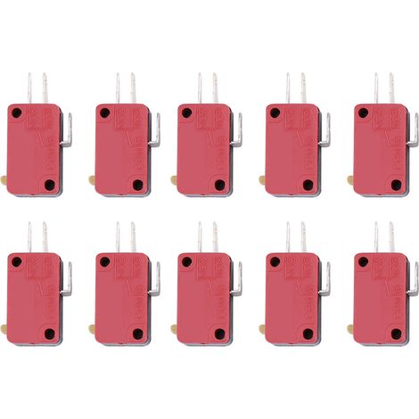 Lot de 10 micro-interrupteurs à bouton-poussoir rouges à 3 broches de remplacement pour jeux d'arcade (1/5)