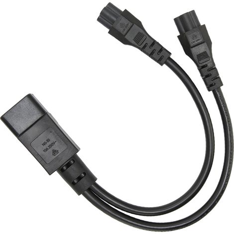 Câble double IEC C14 mâle vers 2 IEC C5 femelle pour chargeur ordinateur portable 100‑250V (1/5)