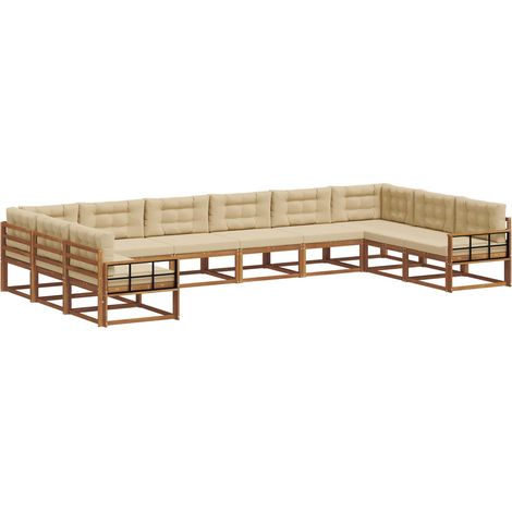 Outdoor-Sofagarnitur 10 stk. Natur und Beige vidaXL (1/5)