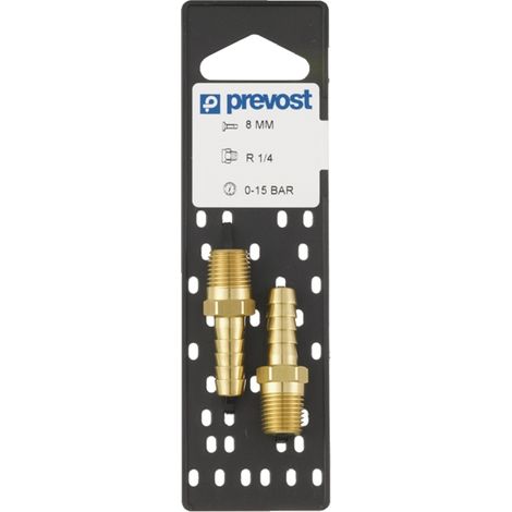 Jonctions tuyau 1/4'' male tuyau int.10mm lot de 2 Prevost