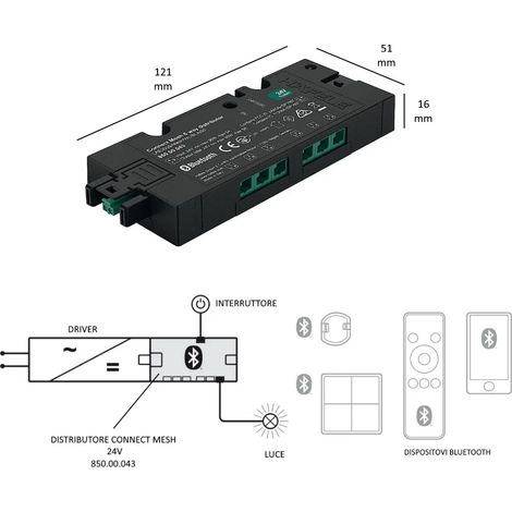 DISTRIBUTORE BOX 6 VIE HAFELE LOOX5 24V "CON" INGRESSO PER ACCENSIONE + BLUETOOTH 850.00.043 (1/2)