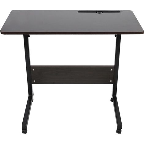 Bureau d'étude pour ordinateur portable, cté lit réglable, Table amovible pour téléphone portable (noyer foncé) (1/5)