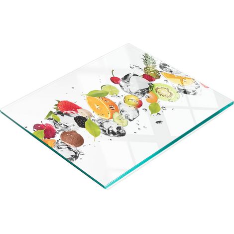 Stilvolles und robustes Glasbrett mit Fruchteiswürfel-Motiv, 60 x 52 cm (1/5)
