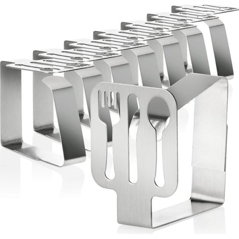 8X Pinces à Nappe Premium en Acier Inoxydable - Supports à Tissus pour Linge de Table - Pinces de Table pour l'intérieur et l'extérieur - Clips métalliques (08 pièces/Couverts) (1/5)