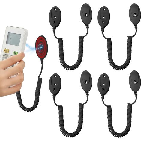 Juego de 4 soportes magnéticos para mandos a distancia con cordones elásticos: organizadores magnéticos de pared para mandos a distancia con cordones elásticos de 18 cm, antipérdida (negro). (1/5)