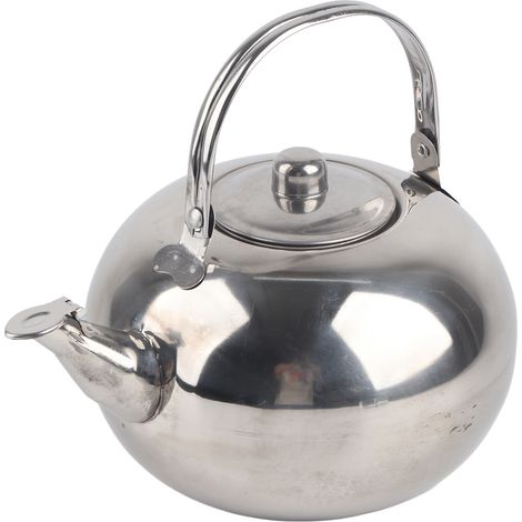 Bouilloire à thé en acier inoxydable 304 extérieur portable avec filtre à feuilles poignée argent 18cm (1/5)
