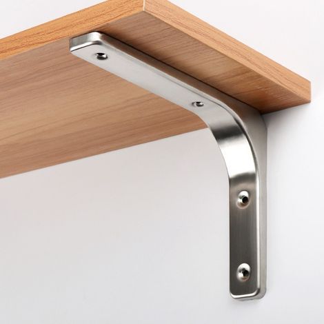 Staffa triangolare argento 200 x 150 x 30 mm, 1 staffa per mensola a muro, staffa angolare in acciaio inox, staffa ad angolo di 90° (1/5)