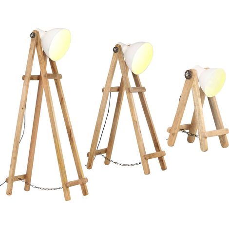 Maison Exclusive - Lampadaires 3 pcs Blanc E27 Bois de manguier massif (1/5)