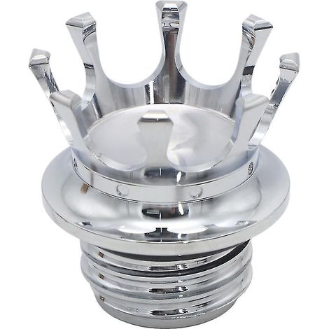 Bouchon de réservoir d'essence style couronne de roi pour Sportster Softail argenté-- (1/5)