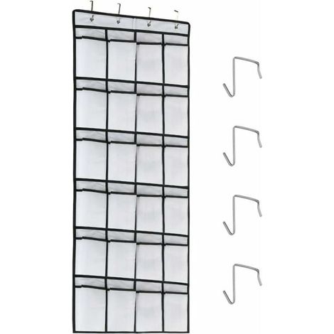 Range-Chaussures à Suspendre sur la Porte 24 Poches Sac de Rangement Chaussures à Suspendre Lavable Tissu Oxford de Haute Qualité Organisateur Chaussures Suspendu avec 4 Crochets (1/4)