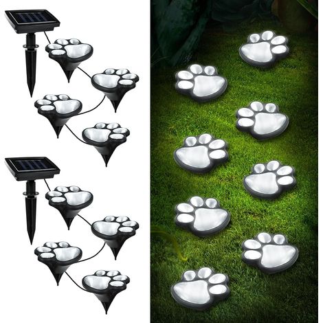 8er-Pack wasserdichte LED-Streifen mit Tierpfotenabdruck für den Außenbereich, Solar-Wege- und Gartenleuchten (1/3)